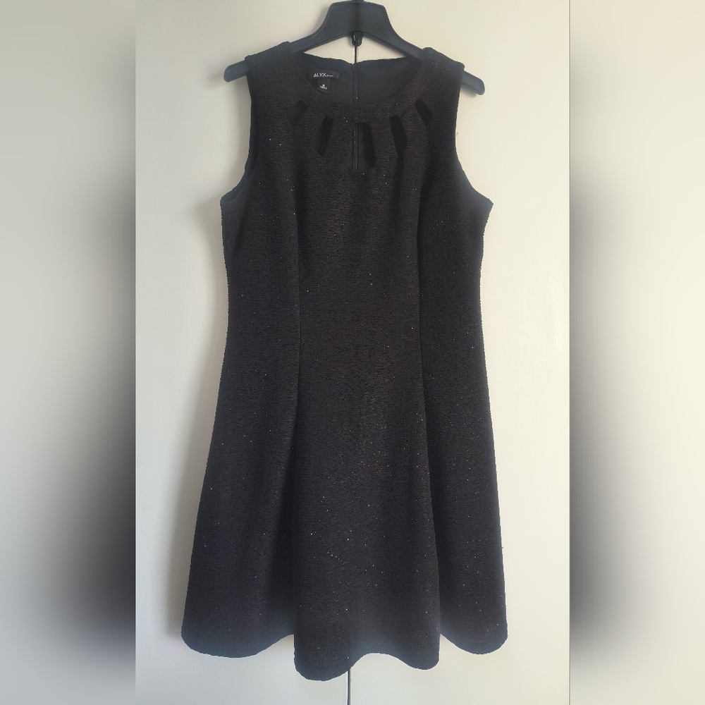 Alyx Sleeveless Fit And Flare Sparkle Party Midi Dress Geometric Cutout 16